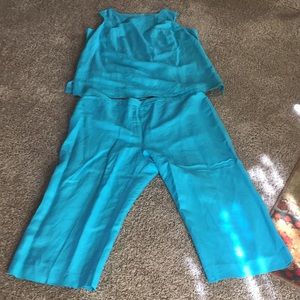 Teal color Capri set